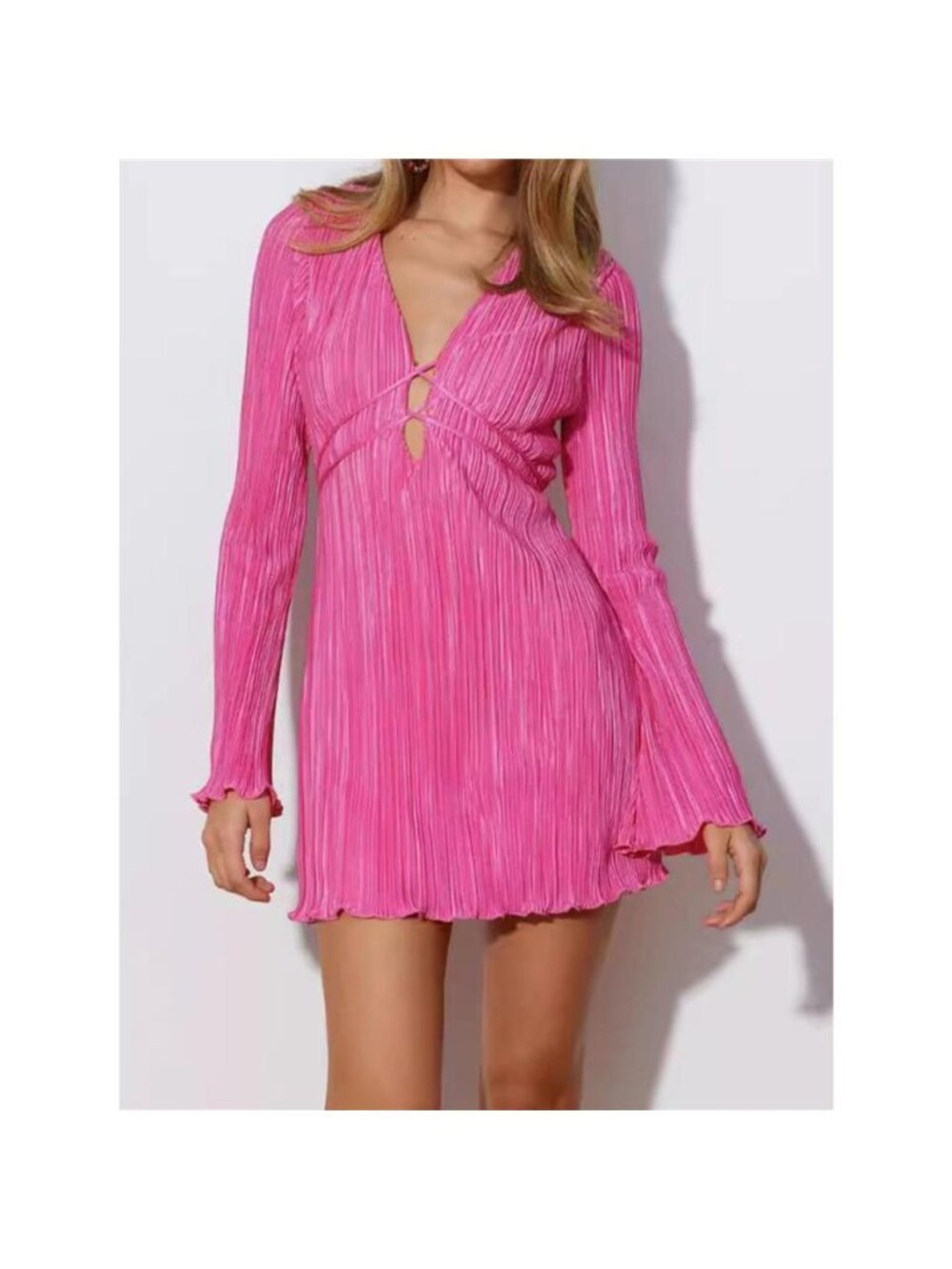 Cutout Flare Sleeve Mini Dress